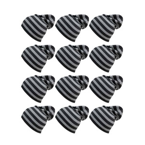 12-Pack Gray Stripe Mega Slouch Knit Beanie Hats - All