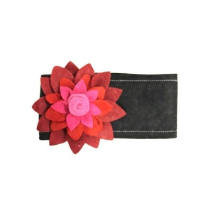 Black Felt Headband With Large Two-tone Flower - All