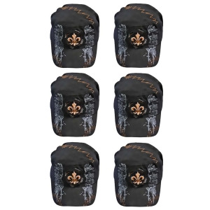 6-Pack Black Cadet Hat With Rhinestone Fleur De Lis - All