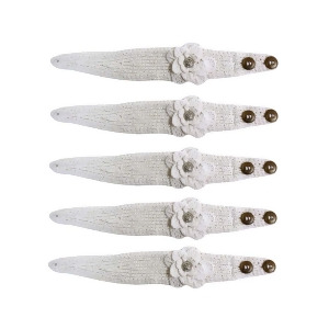 5-Pack White Hand Knit Headbands With Rhinestone Flower - All