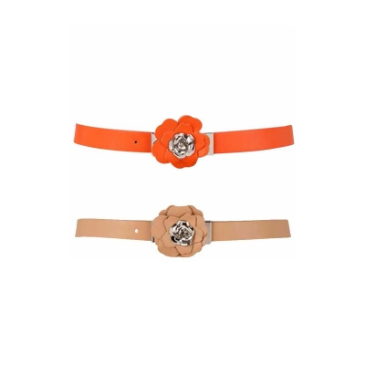 Orange & Beige 2-Pack Thin Rosette Petal Waist Belts 