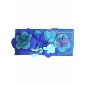 Blue Wool Felt Headband With Floral Design - All