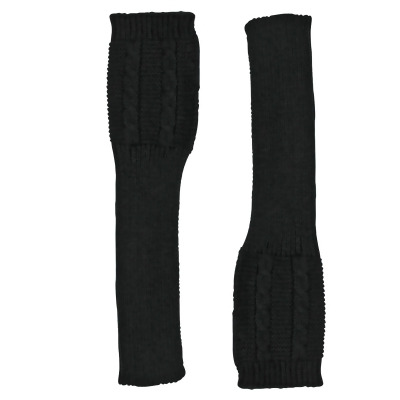 Black Long Cable Knit Fingerless Gloves 