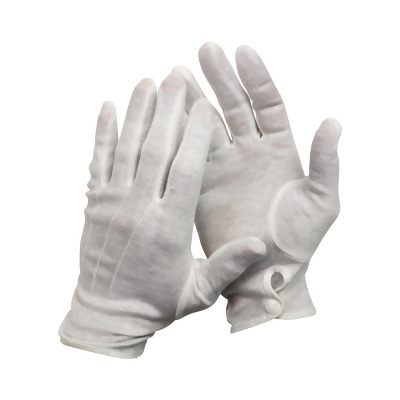 Mens White Stretchy Cotton Gloves With Snap 