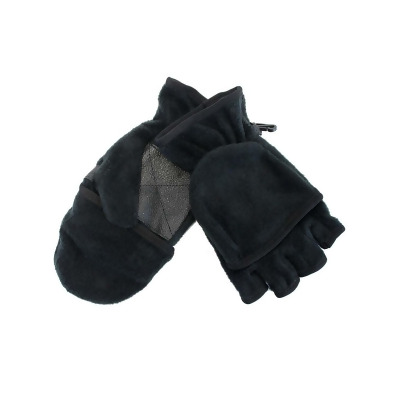 Black Fingerless Gloves With Convertible Fleece Pocket 