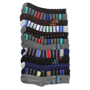 Polka Dot Stripe Houndstooth 12 Pack Dress Socks For Men - All