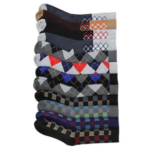 Checkered Argyle 12 Pack Dress Socks For Men - All