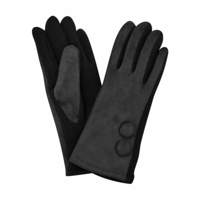 Faux Suede Classic Two Button Lined Womens Gloves 