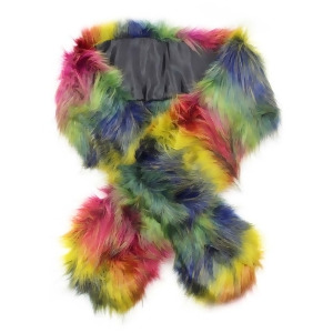 Rainbow Colorful Faux Fur Shoulder Wrap Scarf Stole - All