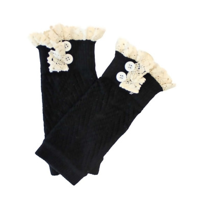 Knit Boot Liner Leg Warmers With Lace Trim 
