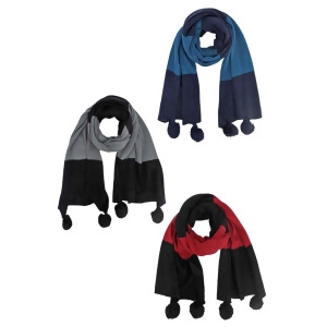 Color Block Winter Knit Unisex Scarf 3 Pack Bundle Lot Of Scarves - All