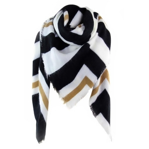 Ivory Black Stripe Square Oversized Shawl Wrap - All