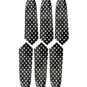 Black White Polka Dot 6 Pack Lot Men's Classic Satin Neckties - All