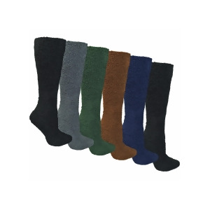 Solid Color Toasty 6-Pack Knee High Fuzzy Socks - All