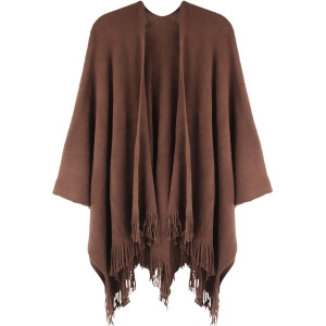 Brown Knit Shawl Wrap For Women - All