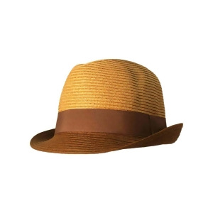 Brown Beige Two Tone Straw Fedora Hat - All