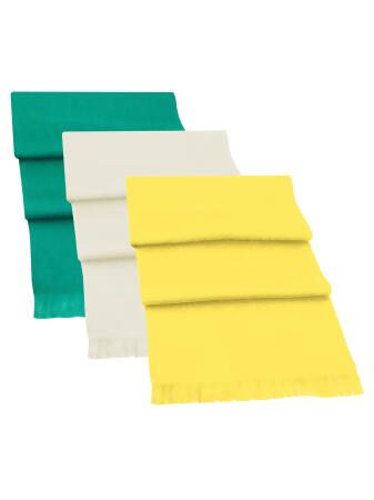 White Green Yellow 3 Pack Solid Wool Winter Scarf Set 