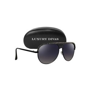 Black Rhinestone Aviator Sunglasses With Hard Case - All