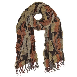 Brown Textured Gauze Scarf Wrap - All