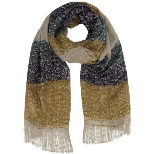 Mustard Tan Purple Color Block Oversize Winter Knit Blanket Scarf - All