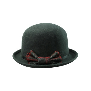 Gray Wool Derby Hat With Contrasting Bow - All