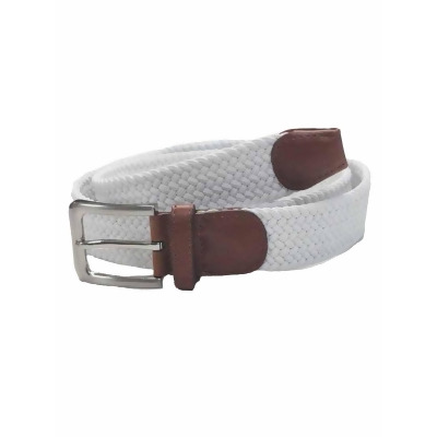White Gunmetal Buckle Leather Tip Braided Belt Size Medium 