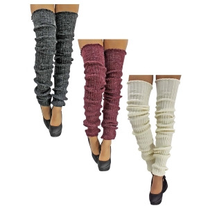 White Burgundy Gray 3-Pack Slouchy Leg Warmers - All