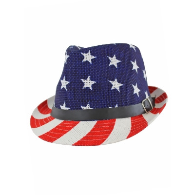 American Flag Summer Straw Woven Fedora Hat 