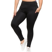 Black Plus Size High Waist Activewear Leggings With Pockets Black Plus Size High Waist Activewear Leggings With Pockets