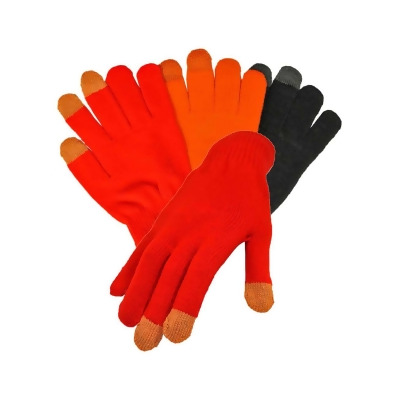 Red Black & Orange 3 Pack Stretchy Texting Gloves 