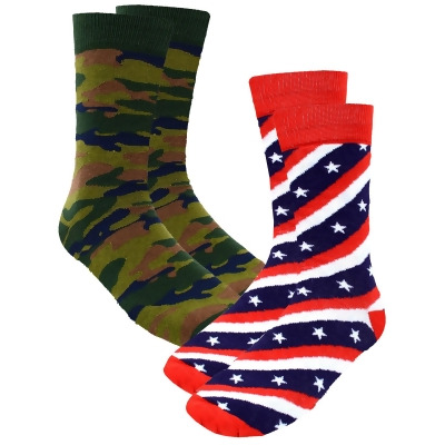 Patriotic American Flag Camo USA 2 Pack Mens Novelty Dress Crew Socks 
