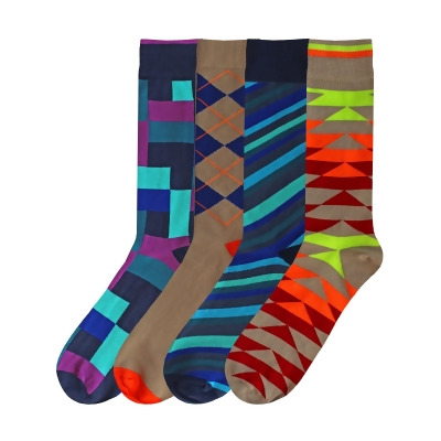 Mens Colorful Novelty Crazy Combo 4-Pack Dress Socks 