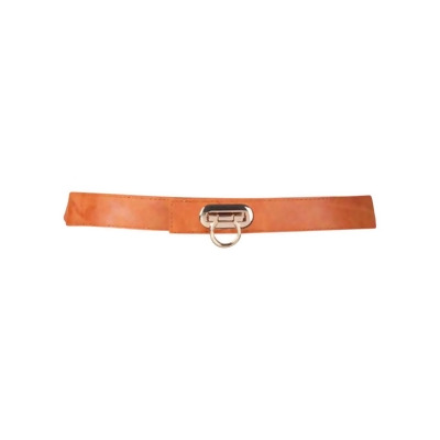 Orange Tan Skinny Elastic Belt With Horseshoe Buckle Clasp 