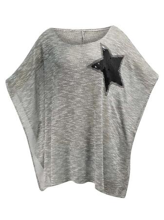 Sheer Oversize Top With Sequin Star - One Size