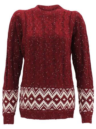 Marled Cable Knit Long Sleeve Sweater - Medium