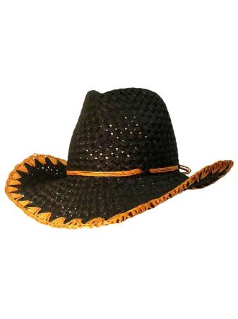 Paper Braid Cowboy Hat With Whipstitch Edging - One Size