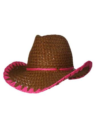 Paper Braid Cowboy Hat With Whipstitch Edging - One Size