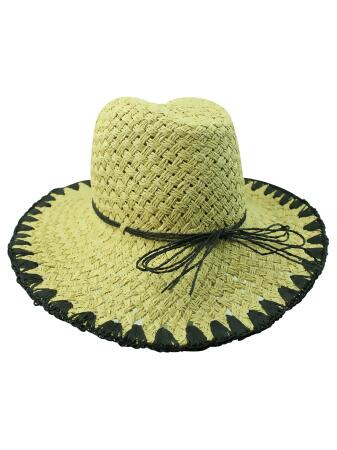 Paper Braid Cowboy Hat With Whipstitch Edging - One Size