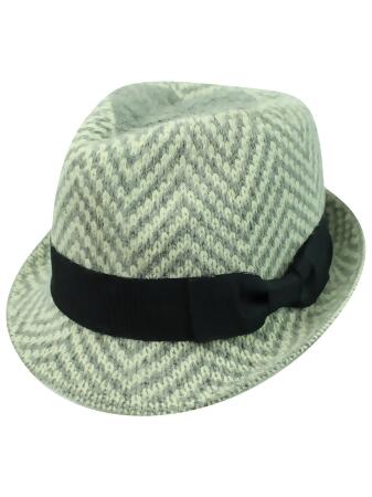 Zigzag Angora Wool Fedora Hat - One Size