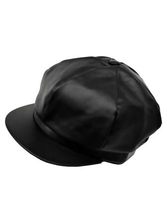 Genuine Leather 6 Panel Newsboy Cap Hat - One Size