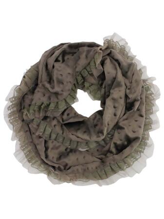 Velour Infinity Scarf With Lace Trim - One Size