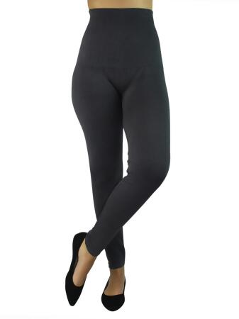 High Waist Compression Leggings With Terry Lining - One Size