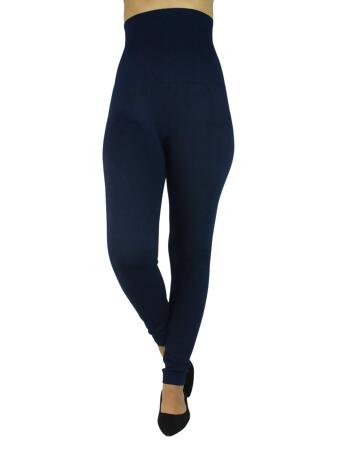 High Waist Compression Leggings With Terry Lining - One Size
