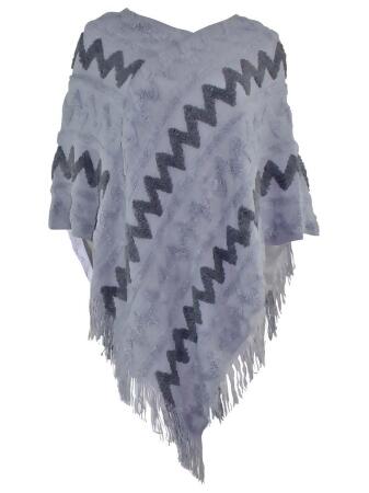 Chevron Textured Triangle Hem Poncho - One Size