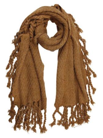 Chunky Knit Scarf With Braided Tassel Fringe - One Size