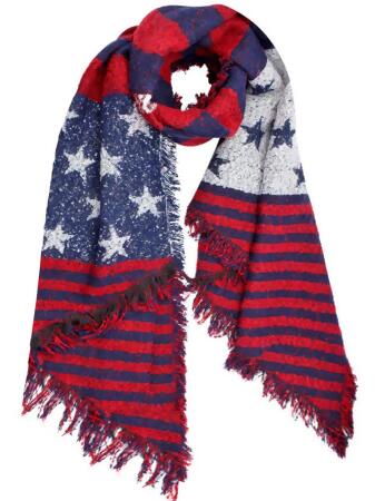 Draping Stars Stripes Oblong Scarf Wrap - One Size