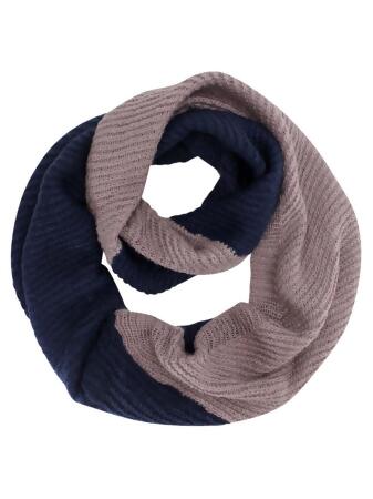Two-tone Ribbed Knit Infinity Scarf - One Size