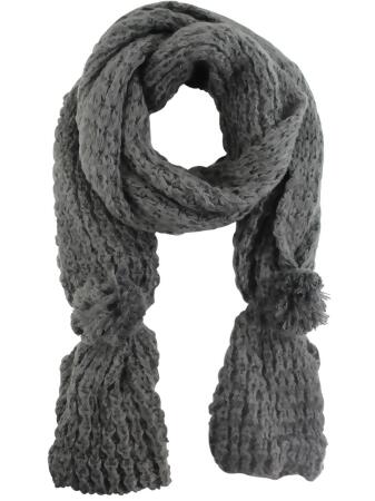 Knit Shawl Wrap With Pom-pom Ties - One Size
