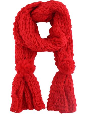 Knit Shawl Wrap With Pom-pom Ties - One Size