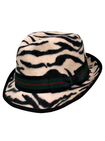 Animal Print Wool Fedora Hat - One Size